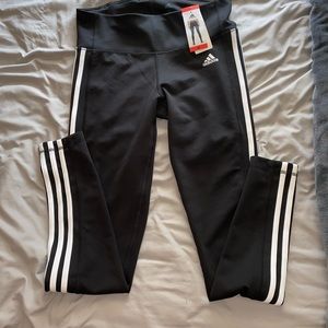 Adidas black and white stripe workout leggings.